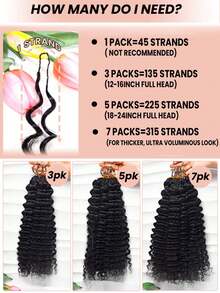Boho Braids Extensiones de cabello humano de onda profunda de crochet, ligeras, sin nudos, trenzas bohemias con plumas de crochet en cabello humano 100% Remy, con nudo invisible y cuerda, micro pre lazadas, extensiones de cabello humano de onda profunda de crochet - Natural Black - Ver 5