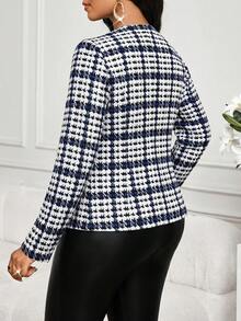 SHEIN Lady 女款千鳥格長袖雙排扣優雅輕量夾克 - 彩色 - 查看 2