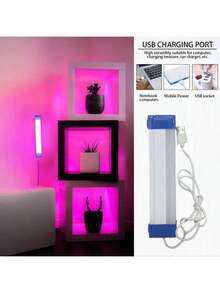 LED Ambient Night Light, USB Powered, Magnetic Design Easy To Install; Bedroom Decor Light, Portable, Simple To Use, Pink And Blue Light, Suitable For Bar Decor, Party Atmosphere Decor, Car Interior Decor, Live Streaming, Photography Background Decor And More Scenarios - USB Link - Blue and White - View 8