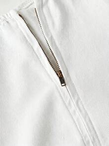 SHEIN MOD 大尺碼女款百褶優雅收腰派對牛仔洋裝 - 白色 - 查看 3