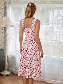 CottageSlumber Camisón romántico y sexy para mujer con volantes, sin mangas, con lazo y corte evasé - Multicolor - Ver 2