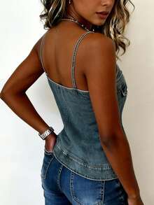 EMERY ROSE Women's Fitted Cropped Camisole - Blue - View 2