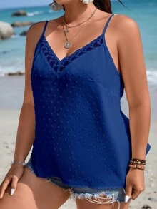 SHEIN LUNE CURVE Camiseta de tirantes casual de verano de unicolor talla grande - azul real - Ver 5