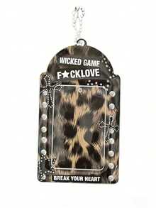 Joivida 2Pcs Leopard Print PVC Photo Card Holder, Y2K Punk Card Sleeve With Beaded Chain, Cute ID/Bus/Student Card Protector, Fashion Bag Charm & Keychain Pendant With Cute Decor, Aesthetic Card Organizer, Unique Card Case For Backpack, 2 Stylish Options: Punk Slogan & Lace Leopard Print, Ideal Gift For Photo Collectors - Multicolor - View 11