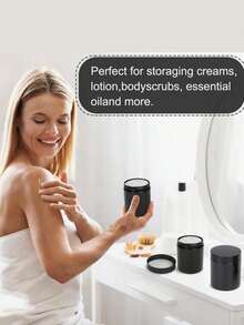 9 Pcs Black Plastic Jars With Lids, 7cm Diameter, Wide Mouth Design. Suitable For Storing Beads, Rhinestones, Sequins, Cosmetics, Lotions, Face Creams, Ointments And More. 7 Capacities Available For Selection. - Black - View 4