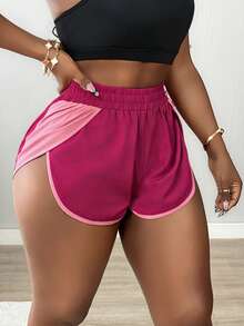 SHEIN Core Rhythm Women's Side Zipper Pocket 2 In 1 Sports Shorts - Hot Pink - View 4