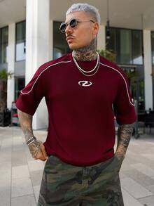 Artur Kramer Men's Knit Casual Daily Loose Short Sleeve T-Shirt - Red - View 2