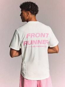 SUMWON Club Front Runner Printed Crew Neck Short Sleeve Regular Fit Tee With Back Graphic Text Print - White - View 5