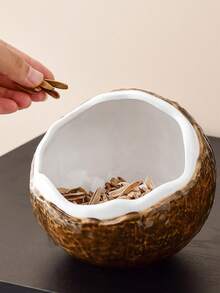 1 cái khay đựng đồ trang trí hình quả dừa bằng gốm, giá treo chìa khóa và đĩa đựng phụ kiện nhỏ, dùng cho lối vào, phòng khách, bàn làm việc, quà tân gia, đồ trang trí nhà cửa thiết yếu - Nhận hàng - Xem 2