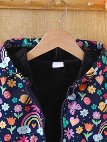 SHEIN 女童可愛印花保暖內裡加厚拉鍊外套，秋冬款 - 彩色 - 查看 6