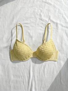 Swim Mod 26SS 春夏度假海灘黑色鋼圈聚攏可愛甜美比基尼上衣 - 鵝黃色 - 查看 3