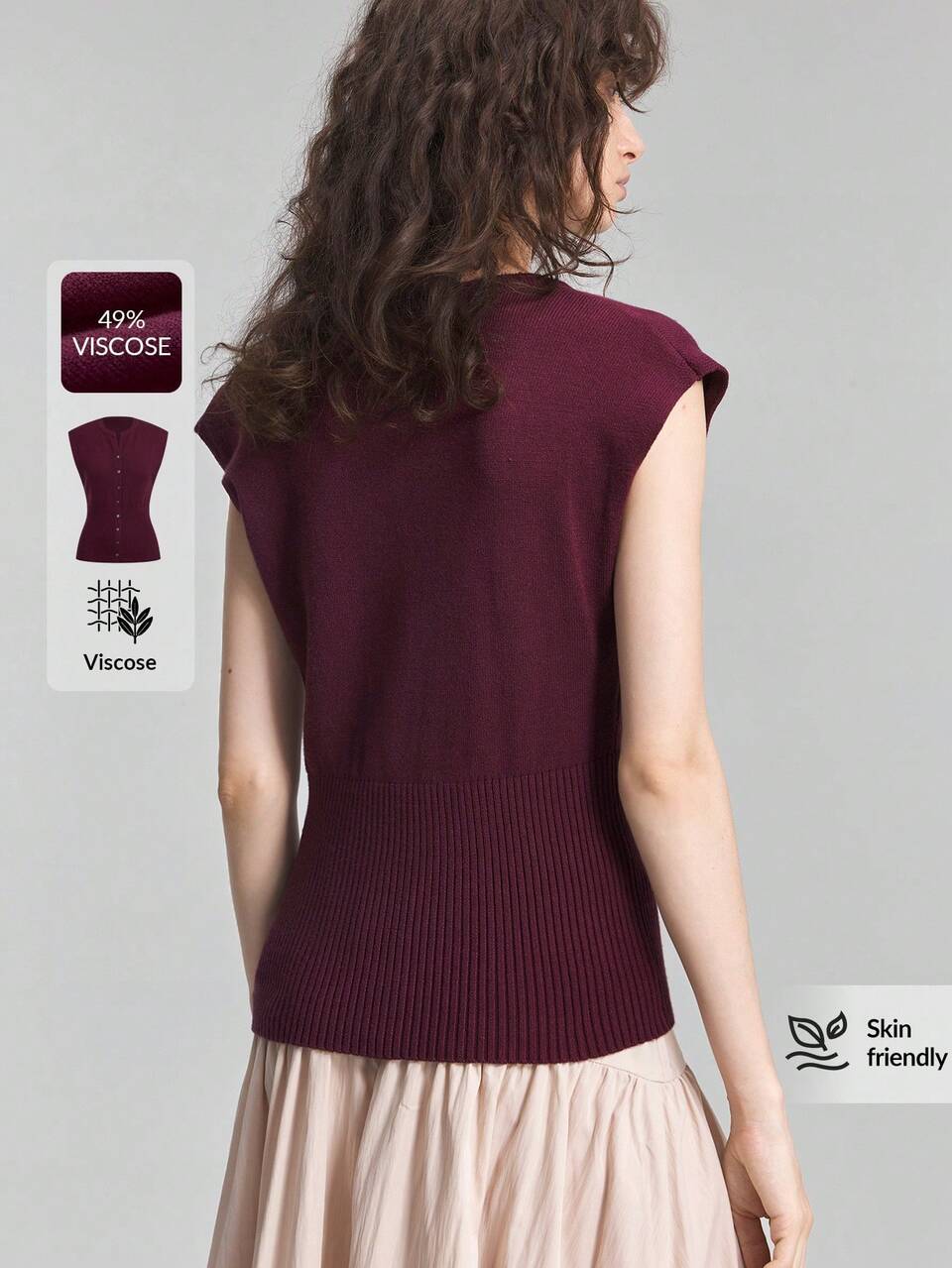 2026 New Summer Women's Cardigan, Cinched Waist, Purple-Red Cap Sleeve Top, Round Neck, Button Front, Design-Driven Casual Commute Urban Modern Minimalist Elegant Tea Party Independence Day Old Money Style Teacher Women's Office Wear Holiday Attire Vacation Date Women's Outwear Fashion Versatile Women's Cardigan