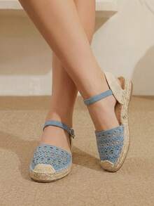 Styleloop Fashion Blue Hemp Rope Bottom Women's Flat Shoes Comfortable And Breathable Commuting Suitable For Outdoor Vacation Travel Beach Shopping Daily Leisur - Blue - View 9
