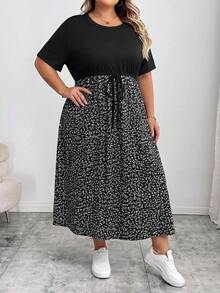 SHEIN CURVE+ 大尺碼女裝時尚休閒波希米亞風，適合工作、度假、商務穿著，2026秋冬 22W - 黑色 - 查看 5