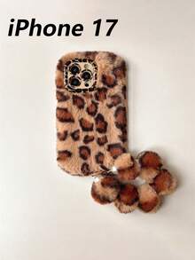 1pc Personalized Leopard‑Print Fluffy Bracelet Phone Case With Lens Bracket, Warm Autumn‑Winter Style, Compatible With IPhone 17 Pro Max/16 Pro/15/14/13/12/11 - Multicolor - View 45