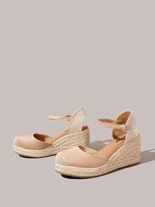Styleloop Sepatu Wedges & Platform Wanita, Gaya Bohemian, Liburan Pantai, Nuansa Barat, Pakaian Musim Panas, Perlengkapan Perjalanan - Aprikot - View 2
