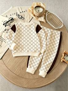 2件組男嬰衛衣與配套運動長褲秋季套裝，舒適親子搭配款 - 彩色 - 查看 2
