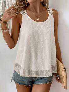 EMERY ROSE Top de tanque sin mangas sencillo de uso diario para mujeres en unicolor - Albaricoque - Ver 3