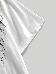 ROMWE MEN Goth Men's Crew Neck Skull Print Casual Versatile Daily Wear Short Sleeve T-Shirt - White - View 3