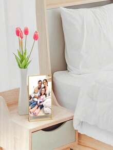 1pc Gold-Color Acrylic Transparent Table Card Holder. Gold-Plated Edge, Double-Sided Menu Display Stand. Acrylic Photo Frame, Applicable For: Wedding, Drinks, Restaurant, Banquet Seating Signs, Price Tag, Recipe Card Display In Stores. - multicolor - View 6