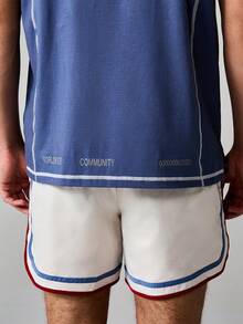 SUMWON Active Lab Sleeveless Tank Top With Contrast Stitching Crew Neck Regular Fit Summer Essential - Blue - View 6