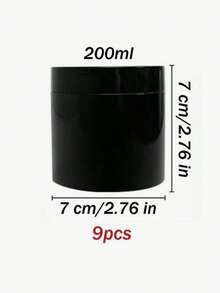 9 Pcs Black Plastic Jars With Lids, 7cm Diameter, Wide Mouth Design. Suitable For Storing Beads, Rhinestones, Sequins, Cosmetics, Lotions, Face Creams, Ointments And More. 7 Capacities Available For Selection. - Black - View 17