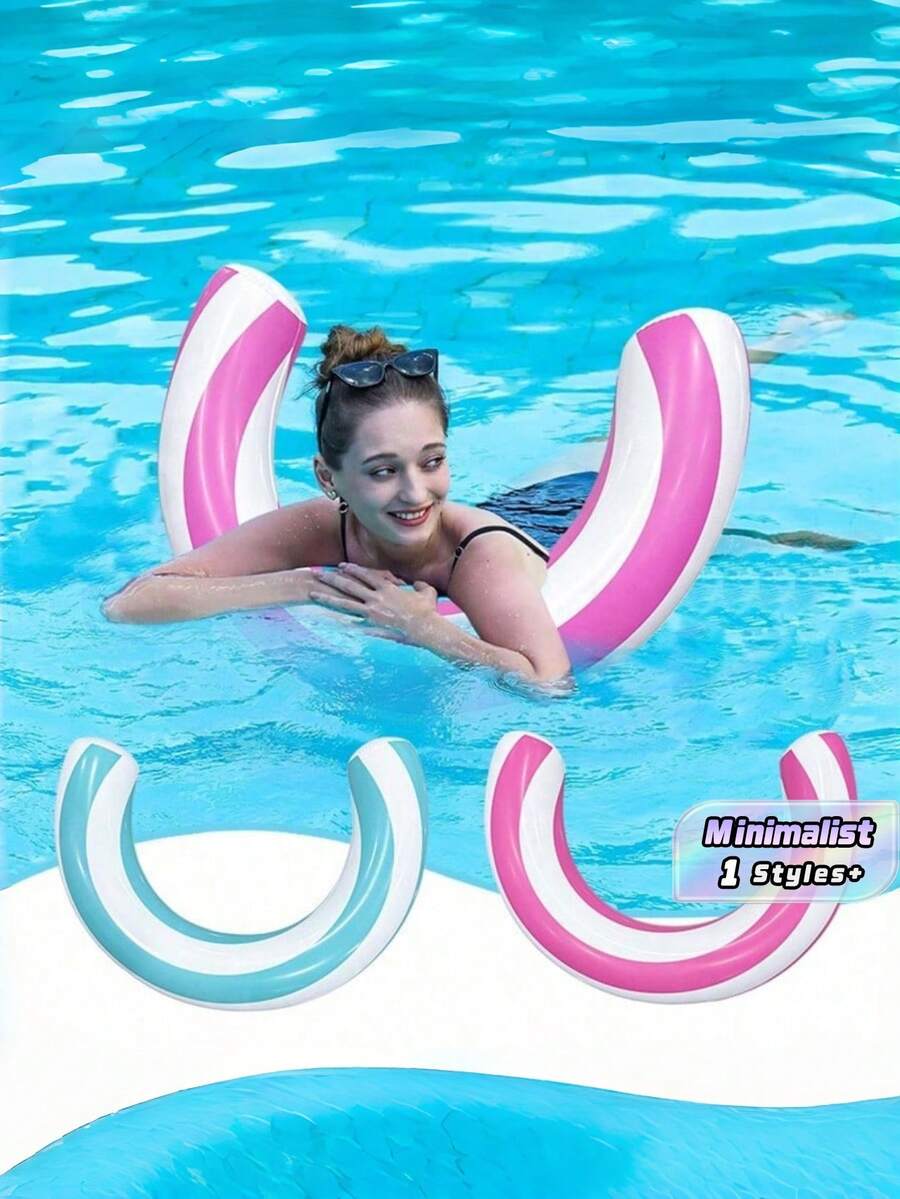 2pcs New Style Striped U-Shaped Inflatable Swim Ring, Arch Ergonomic Pool Float, Thickened PVC Floating Device, Summer Essential Water Float For Pool Entertainment - Multicolor - View 1