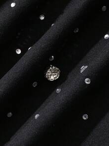 DAZY Black Rhinestone Embellished Loose Short Sleeve Men's T-Shirt Summer - Black - View 3