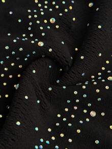 Viva Relle Women's Plus Size Sexy Rhinestone Decorated Hollow One Shoulder Bodysuit - Black - View 7