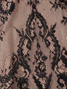 SHEIN MOD 蕾絲 2 合 1 時尚短袖休閒優雅性感短洋裝，黑色花卉，適合夏季夜晚外出、約會之夜、萬聖節、返校季 - 棕色 - 查看 6