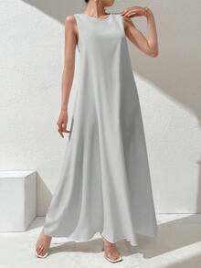 Al Najma 女款純色圓領無袖休閒阿拉伯風洋裝 - 彩色 - 查看 5