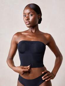 Veilyse 1pc Women's Casual Everyday Wireless Seamless Comfortable Undershirt - Black - View 3