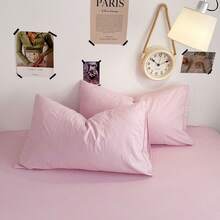 Cirelle 3pcs Pink Duvet Cover Set - Soft Polyester Light Pink Solid Color Bedding Set, Breathable Aesthetic Quilt Cover With Pillow Shams (No Insert) - Pink - View 7