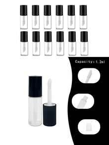 34件 1.2ml 空黑色唇彩管，便攜式補充瓶，迷你 DIY 唇妝分裝容器，適合旅行補妝 - 黑色 - 查看 6