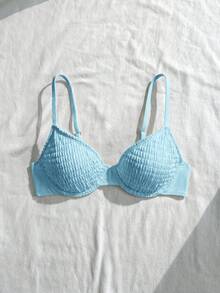 Swim Mod 26SS 春夏度假海灘黑色鋼圈聚攏可愛甜美比基尼上衣 - 藍色 - 查看 3