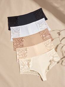 Lullawish Charm Series Lace Patchwork Thong 5pcs/Pack - Multicolor - View 3