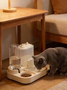 2IN1 Large Capacity Cat Feeder And Water Dispenser Dry Wet Separation 700ml Food Tray 400ml Gravity Water Bowl Durable Plastic Transparent Design For Indoor Travel Pet Cats Dogs - One Size Fits All - View 9