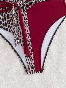 Swim SXY 1 pieza/Set Traje de baño de una pieza con estampado de leopardo aleatorio, corte extremadamente bajo & corte alto - Multicolor - Ver 6