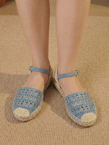 Styleloop Fashion Blue Hemp Rope Bottom Women's Flat Shoes Comfortable And Breathable Commuting Suitable For Outdoor Vacation Travel Beach Shopping Daily Leisur - Blue - View 11
