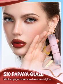 SHEGLAM Line To Shine Peel-Off Lip Stain & Gloss Duo-510 Papaya Glaze 2-In-1 Long-Lasting Combo Liquid Lipstick Lip Liner Brand Beauty Cosmetic Makeup For Women And Girls - 510 Papaya Glaze - View 10