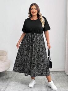 SHEIN CURVE+ 大尺碼女裝時尚休閒波希米亞風，適合工作、度假、商務穿著，2026秋冬 22W - 黑色 - 查看 3