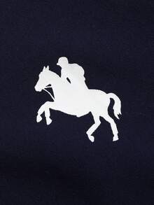青少年女孩 Polo 領條紋刺繡圖案短袖中長洋裝，適合青少年女孩，對比色荷葉領花瓣袖印花洋裝，適合學校、戶外活動、購物，鈕扣洋裝童裝 - 藍色 - 查看 4