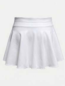 SHEIN 少女清新百搭柔軟舒適純白色裙褲 - 白色 - 查看 2