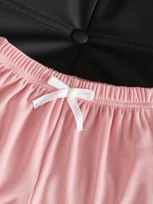 SHEIN Genkimix Kids 女童時尚可愛愛心刺繡針織短袖T恤上衣套裝，適合日常休閒、運動、外出與度假 - 彩色 - 查看 4