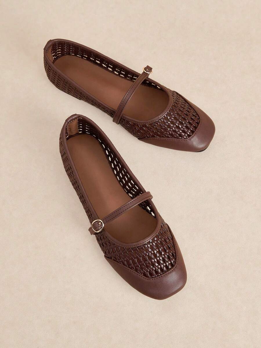 Rosivie Women's New Fashion French Style Soft Ballerina Flats Bow Decor Suede Loafers Square Toe Valentine's Day - Brown 2 - View 1