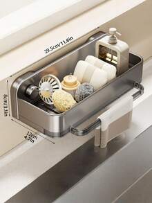1PC Strong Suction Cup Kitchen Dishcloth Rack Wall Mounted No Drill Multifunctional Sink Sponge Scrubber Steel Wool Holder Organizer For Home Kitchen Farmhouse Cooking Housewarming Gift Must Haves - one size fits all - View 4