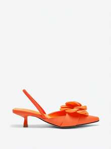 Eladyva Women's New Niche Elegant Comfortable Fashion Floral Decor High Heel Pumps - Orange - View 6