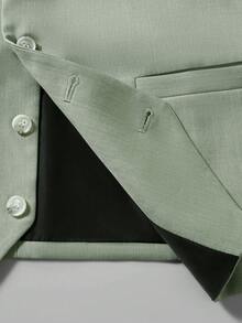 Manfinity Mode Conjunto de chaleco y pantalones de negocios casual para hombres para ir al trabajo - verde menta - Ver 3