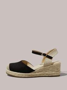 Styleloop Sepatu Wedges & Platform Wanita, Gaya Bohemian, Liburan Pantai, Nuansa Barat, Pakaian Musim Panas, Perlengkapan Perjalanan - Hitam - View 3