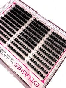 300pcs DIY Eyelash Extensions Kit, Fluffy Wispy Mixed 8-16mm Tray Lashes, 0.07mm Thin Soft Mink Strips For Home Salon Natural Volume Look - Black - View 7